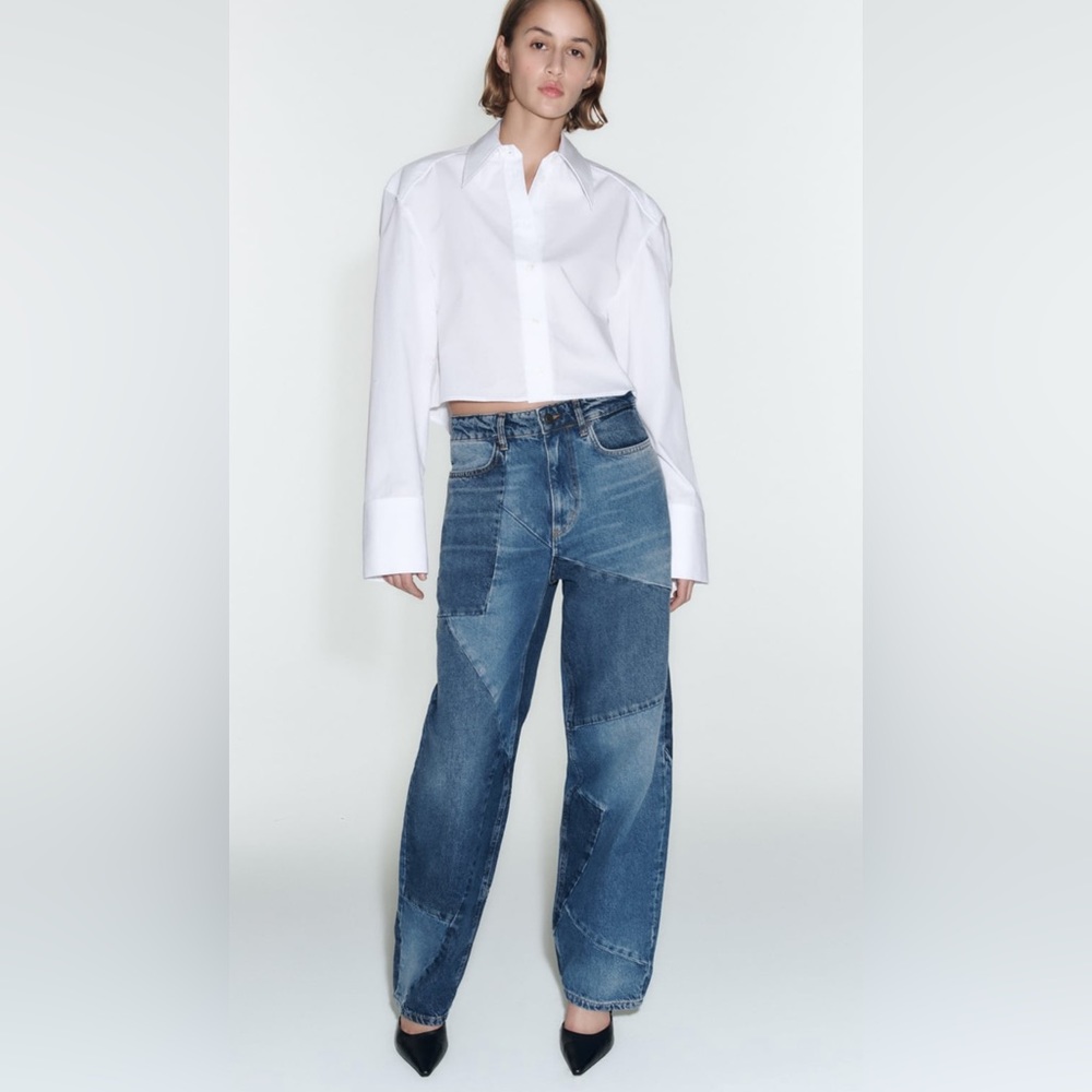 Zara patchwork high waisted jeans